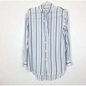 Elizabeth And James Long Sleeve Button Down Top Blue & White Striped Women's XS